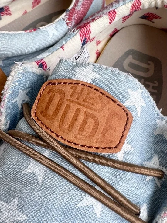 Hey Dude Wally Americana Denim Star Mens Loafers Size 9 Patriotic Slip On Stars - Picture 8 of 10